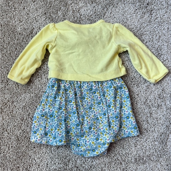 Carter’s Baby Girl Floral Dress Bodysuit with Yellow Cardigan - Size 3 Months - Picture 8 of 8